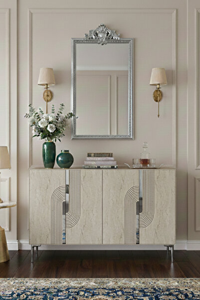 CENEYRA KA1208BTS MEYRA120 KONSOL, KAHVE KÖŞESİ ve TV SEHPASI BEYAZ-TRAVERTEN...