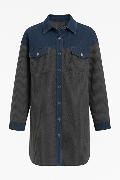 Diva Exclusive Fashion Grey cardigan with denim inserts