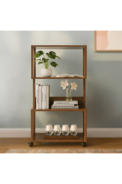 Cady One رف تخزين خشبي متعدد الاستخدامات مع عجلات، 3 مستويات، قاعدة مستقرة، و...