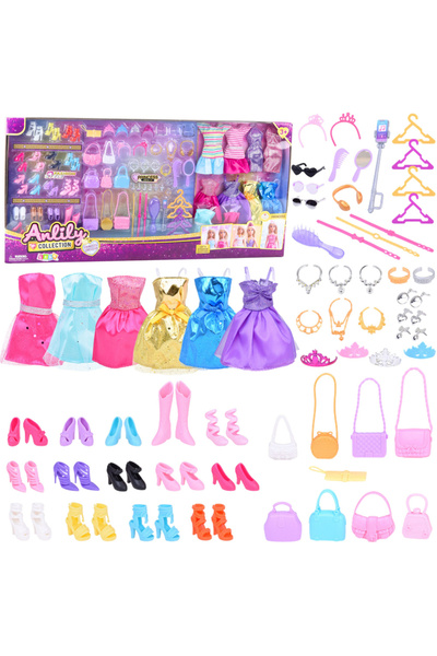 Bebelul Set haine si accesorii papusi Anlily – 10 rochii, 18 perechi incaltam...