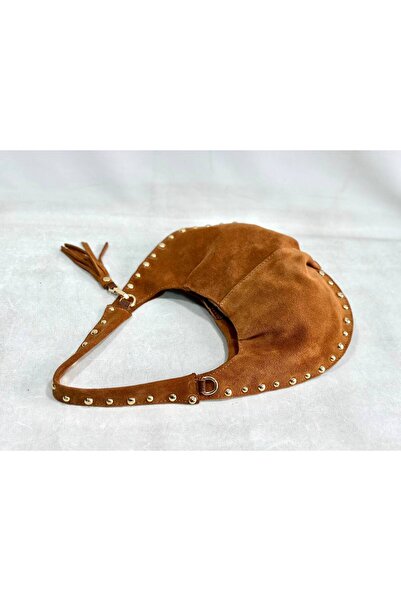 My Easy Shop Women's genuine suede leather studded shoulder bag