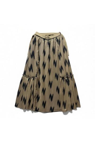 EREN STYLE Bohemian Chiffon Belted Elastic Waist Skirt (95 cm)-(38-50)