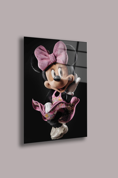gxe.art Minnie Pink Fashion – Pictură modernă de lux în sticlă în stil pop art