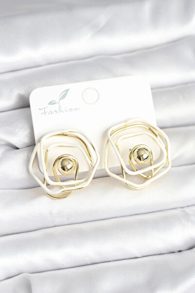 Generic Brand Mey imports ®   Brass gold color white enamel geometric rose mo...