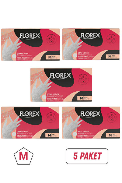 Florex Şeffaf Tpe Eldiven 100 Adet M Beden 5 Paket