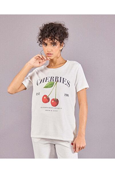 REDTAG Women White Printed T-Shirt