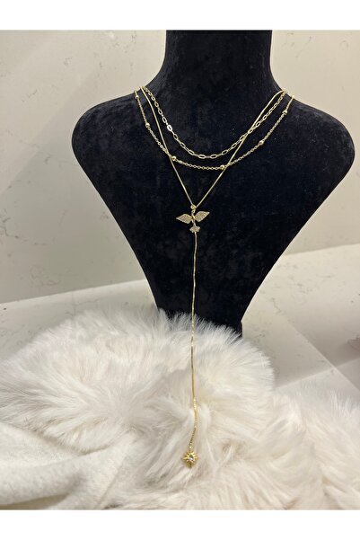 Hediye Time Melek Kanadı ve Kutup Yıldızı Katmanlı çoklu kolye