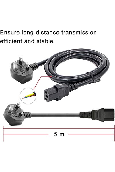 Generic FSKE 5m Kettle Lead 250V 10A Power Cable UK 3-Pin Plug to IEC C13
