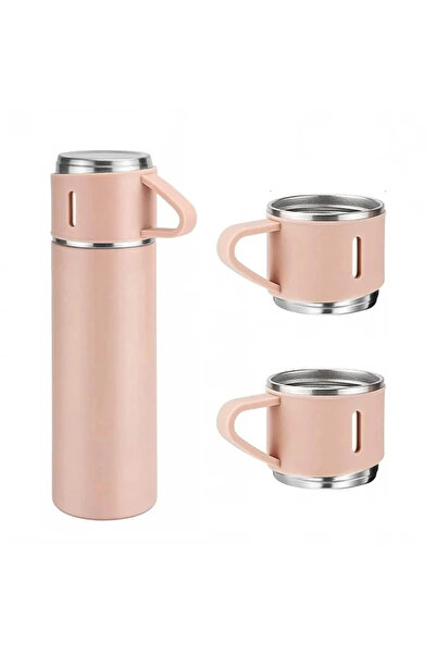 Gonga Set termos cu 3 căni din oțel inoxidabil, 0.5L, Gonga® Roz