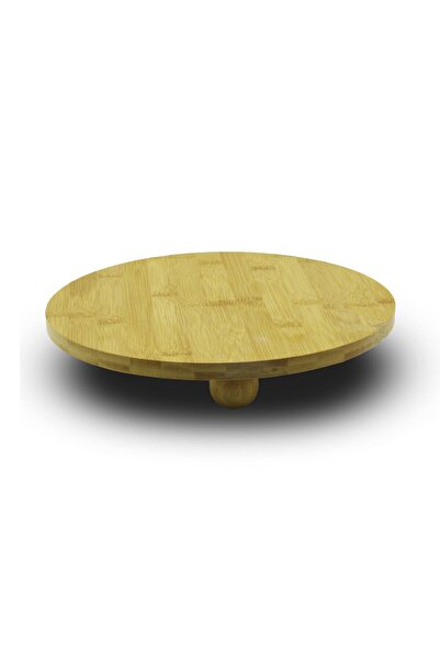 Go İthalat Round=29Cm 3 Mini Ball Footed Wooden Bamboo Presentation Board - Mini Table (5273)