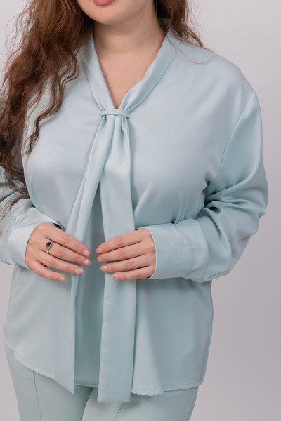 LINELLE Ladies Co-Ord Set – Soft Crepe Shirt with Full Sleeves, V-Neck and Tie-Detail, Solid Pant