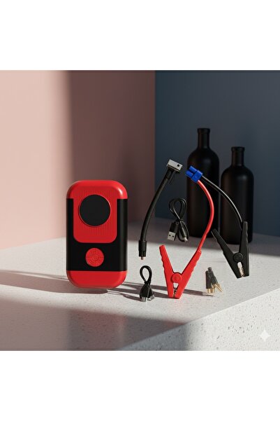 ADR 🚀 Taşınabilir Akü Şarj Takviye Cihazı ve Hava Kompresörü - 8000mAh Powerbank