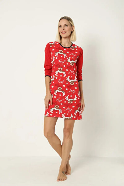 TOSKI Christmas nightgown, Red, with Printed