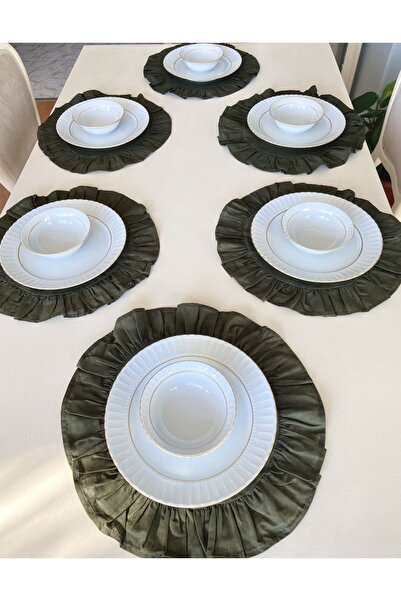 Gizem Daisy Home Fırfırlı Pamuk Keten 6'lı Supla Takımı