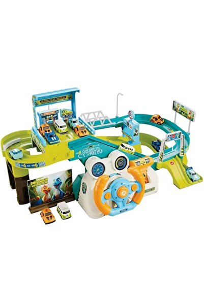 Fabrilux 2-in-1 Interactive Parking Playset with Steering Wheel, Music & Cars –