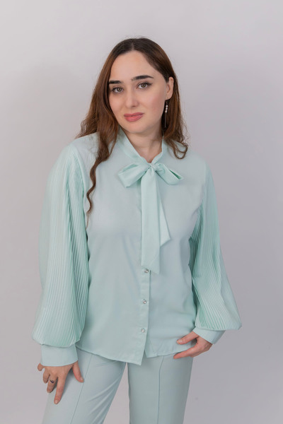 LINELLE Ladies Co-Ord Set – Soft Crepe Shirt with Full Sleeves with Pleated and Tie-Detail, Solid Pant