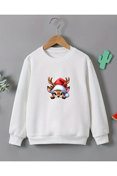 haha Çocuklar için Yılbaşı Temalı Baskılı Uzun Kollu T-shirt