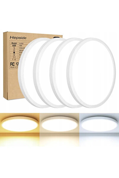 Hepside Set of 4 LED ceiling lights 15W, 3 light tones (3000K–6000K) White