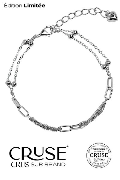 Cruse 925 Ayar Gümüş Modern Örme & Paperclip Bileklik 18K Beyaz Altın Kaplama