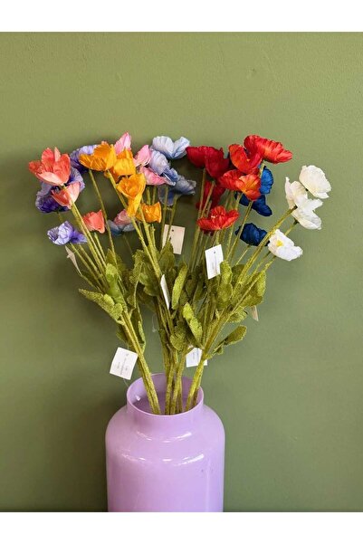 jujü yapay gelincik çiçeği,4 dallı gelincik , vazo gelincik çiçeği, 6 renk , ...