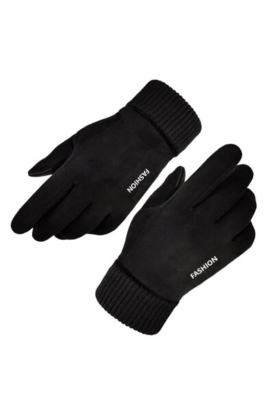 Techsuit Manusi touchscreen dama Suede, piele ecologica, negru, ST0010