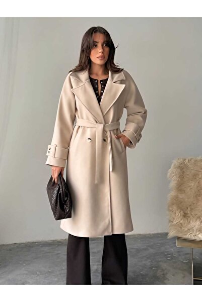 olalapasha Νέας σεζόν Παλτό με διπλό γιακά με επένδυση από εισαγόμενο κασμίρ