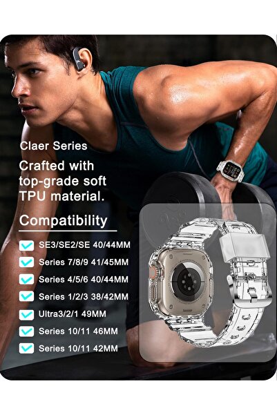 Generic Zkius Compatible Sport iWatch Strap with Bumper Case for Apple Watch (Multiple Sizes)