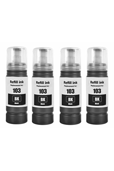 ORATEK Epson 103 L3160 Uyumlu 4 Adet Siyah muadil Mürekkep 70ml