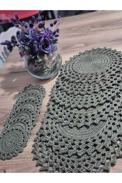 Aava Concept El Yapımı Makrome Amerikan Servisi 6' lı Set ve Bardak Altlığı -...