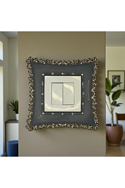 biblo home Taşlı Polyester Standart Priz Çerçevesi Tekli Prizlik 3 Adet