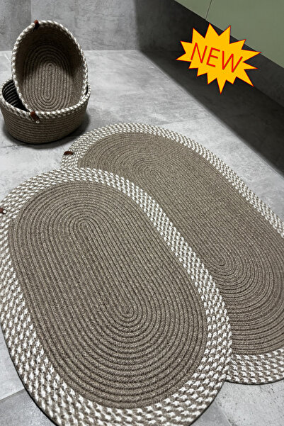 MaVaux Serra 4’lü Banyo Seti – 2’li Oval Paspas & 2’li Oval Sepet, Doğal Hala...