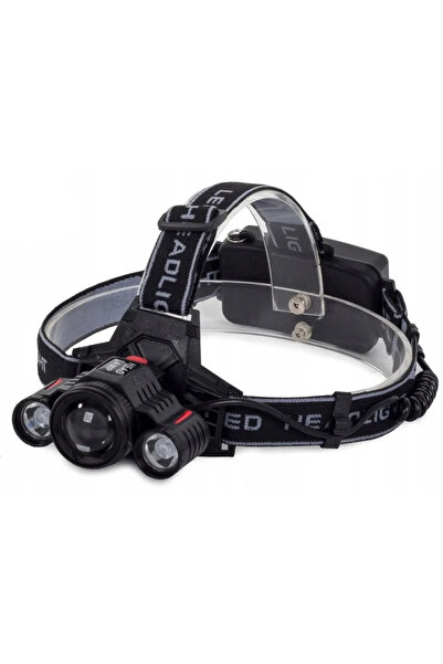 Gonga Lanterna pentru cap, 3 leduri, 3800 lumeni, acumulatori, Gonga® Negru