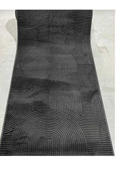 AKSU Meri̇nos Modern Anti-Slip Base Anthracite Aden Bedroom Hall Kitchen Living Room Children's Room Carpet Runner