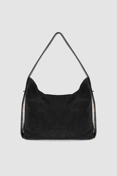 Miales Black, 100% Genuine Suede Leather Women's Shoulder Bag with Zipper Clo...