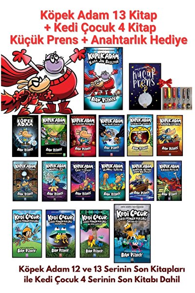 Yağmur Çocuk Köpek Adam 13 Kitap + Kedi Çocuk 4 Kitap + Küçük Prens - 18 Kita...