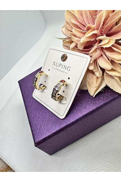 XUPING JEWELRY Zircon Stone Colorful Ring Steel Earrings