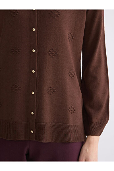 LC Waikiki Timeless Recommendations from Timeless Store | Crew Neck Self-Patterned Women's Knitwear Cardigan