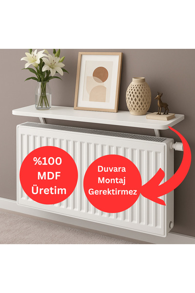 Kydonia Home 90x15 cm MDF Montajsız Petek Üstü Dekoratif Raf Kalorifer Peteği Üstü Uçan Raf