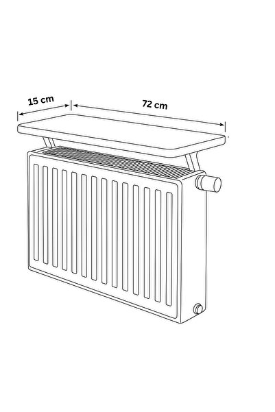 Kydonia Home 72x15 cm MDF Montajsız Petek Üstü Dekoratif Raf Kalorifer Peteği Üstü Uçan Raf