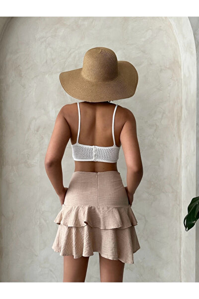 ZENGEZUR MALL Sptrns Valonlu Frilly Skirt S24681 Beige (231951) (Size: m)