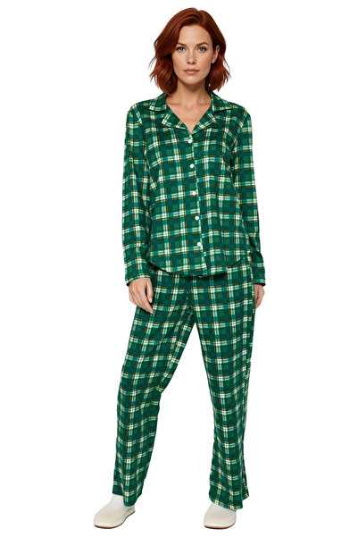 PayBuy Women's Plaid Patterned Shirt Pants Pajama Set Functional Durable Quality Comfortable Stylish