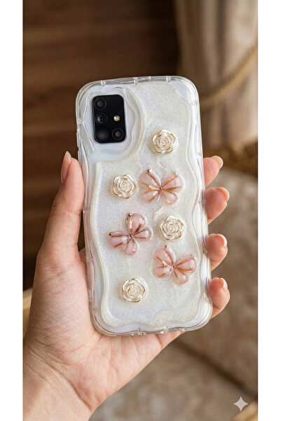 Rivor Samsung Galaxy A51 Uyumlu Kılıf Kamera Korumalı Kelebek Ve Çiçek Kabart...