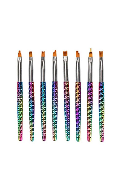 Cosmeticos Set de 8 pensule Ombre și decorațiuni | mâner curcubeu