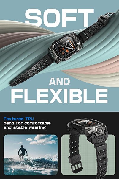 Supcase Protective Case and Adjustable Band for Apple Watch 10 46mm (Unicorn Beetle Noir)