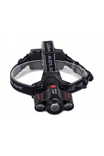 Gonga Lanterna pentru cap, 3 leduri, 3800 lumeni, acumulatori, Gonga® Negru