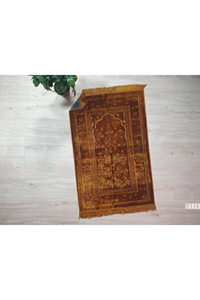 Reiashn Brown Islamic-themed prayer rug with floral designs