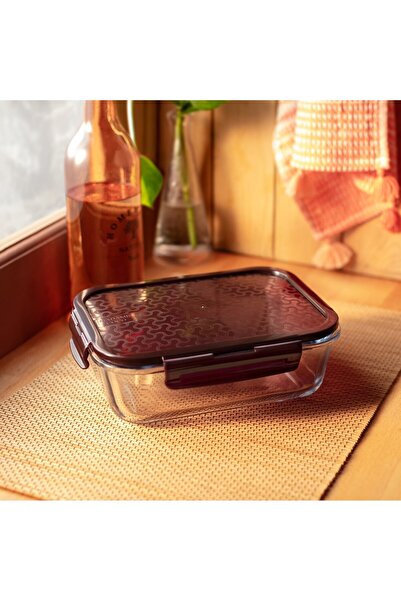 Madame Coco Modena Dikdörtgen Kapaklı Borosilikat Cam Saklama Kabı - 1500ML