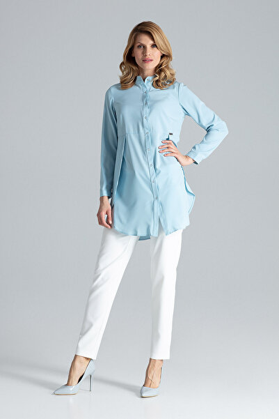 Figl Cămașă lungă de damă - cămașă de damă supradimensionată albastră M545 mărimea XL