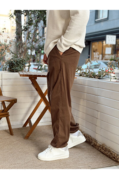 manch collection Панталони от габардин с регулируеми крачоли, кафяви