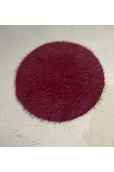 ZERAMİNE Burgundy French Style Plush Painter Beret Hat – Soft Texture / Women